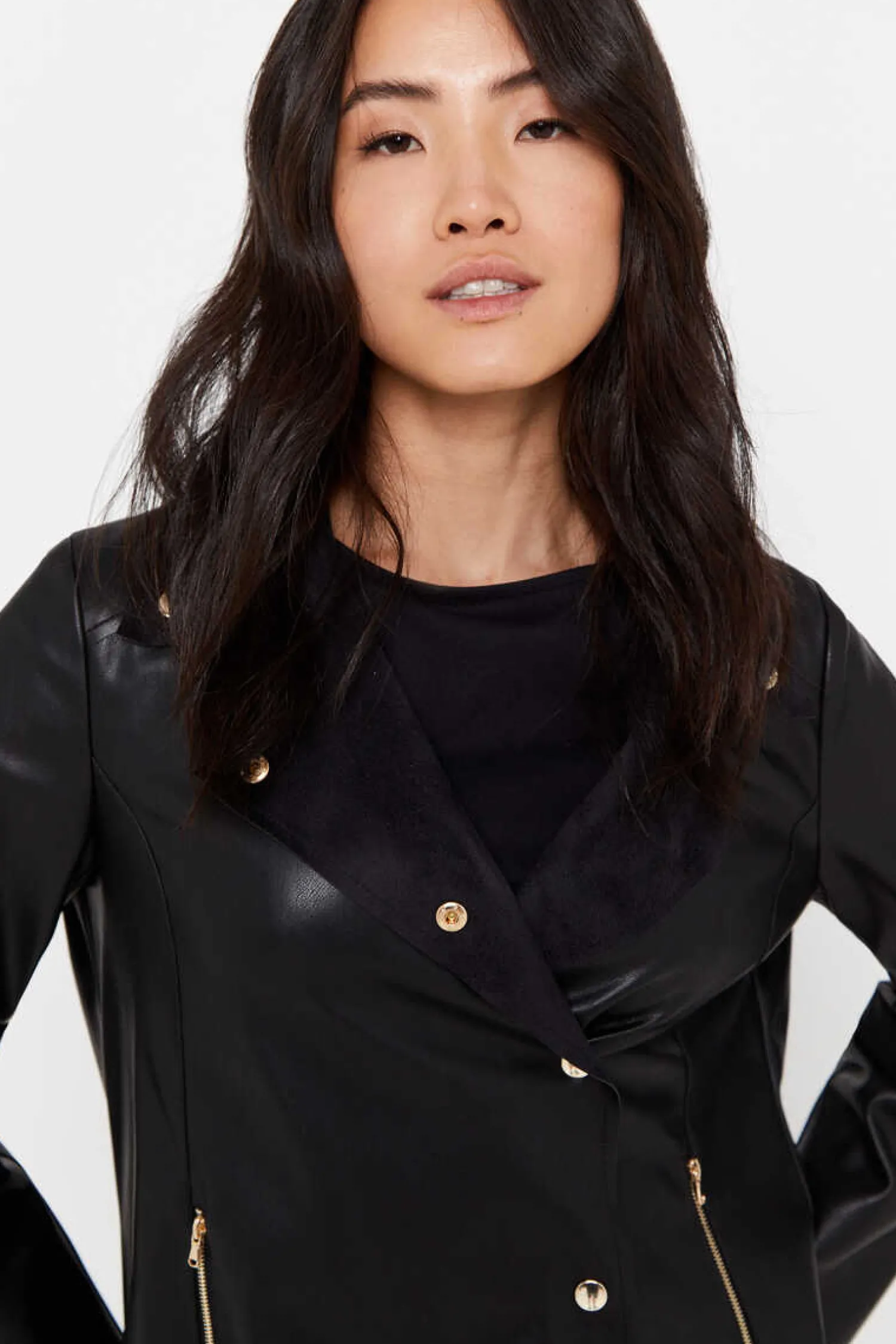 Cortefiel Blusoes E Casacos-Blusao Efeito Pele Botoes