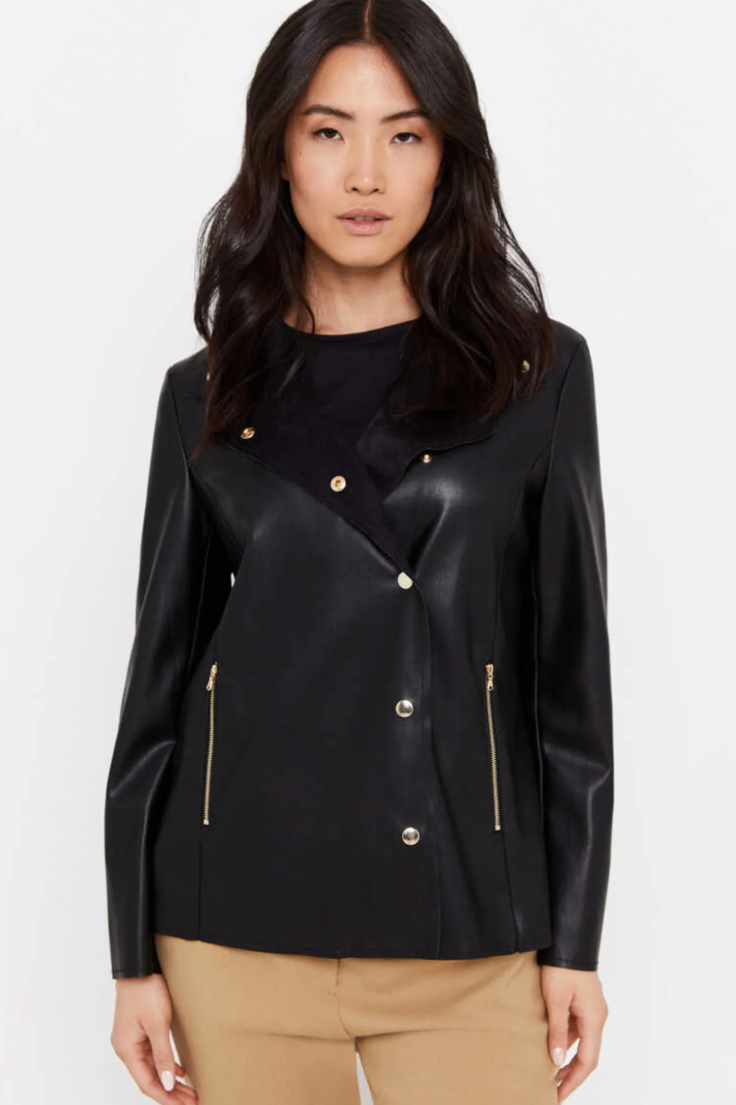 Cortefiel Blusoes E Casacos-Blusao Efeito Pele Botoes