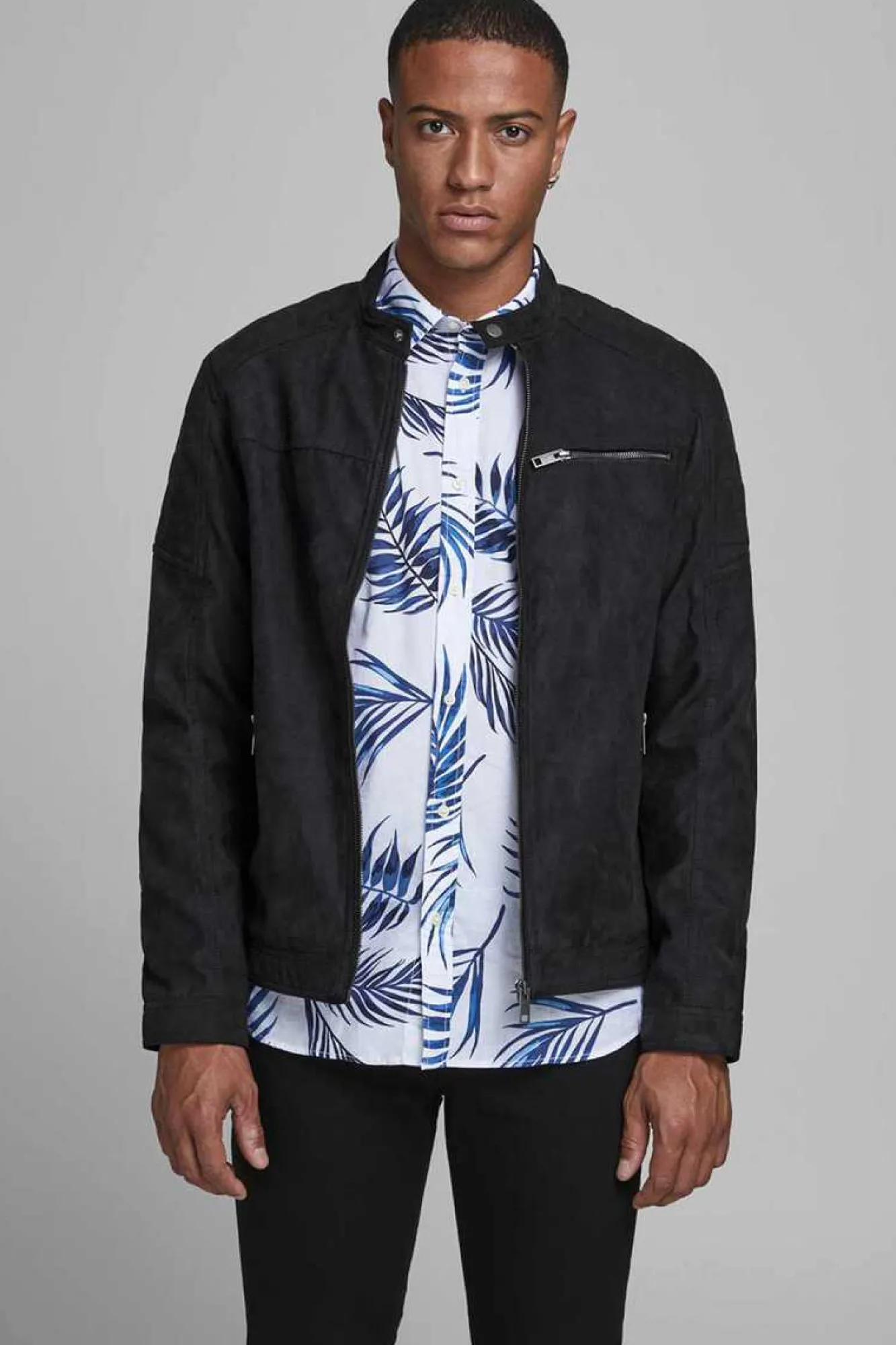 Jack & Jones Blusao Motard Efeito Couro Preto Best