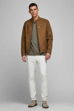 Jack & Jones Blusao Motard Efeito Couro Castanho Sale