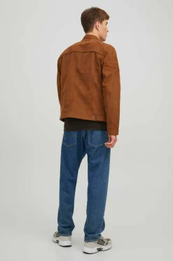 Jack & Jones Blusao Motard Efeito Couro Castanho Sale