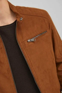 Jack & Jones Blusao Motard Efeito Couro Castanho Sale
