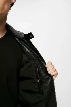 Springfield Blusao Motard Efeito Pele Capuz Preto Hot