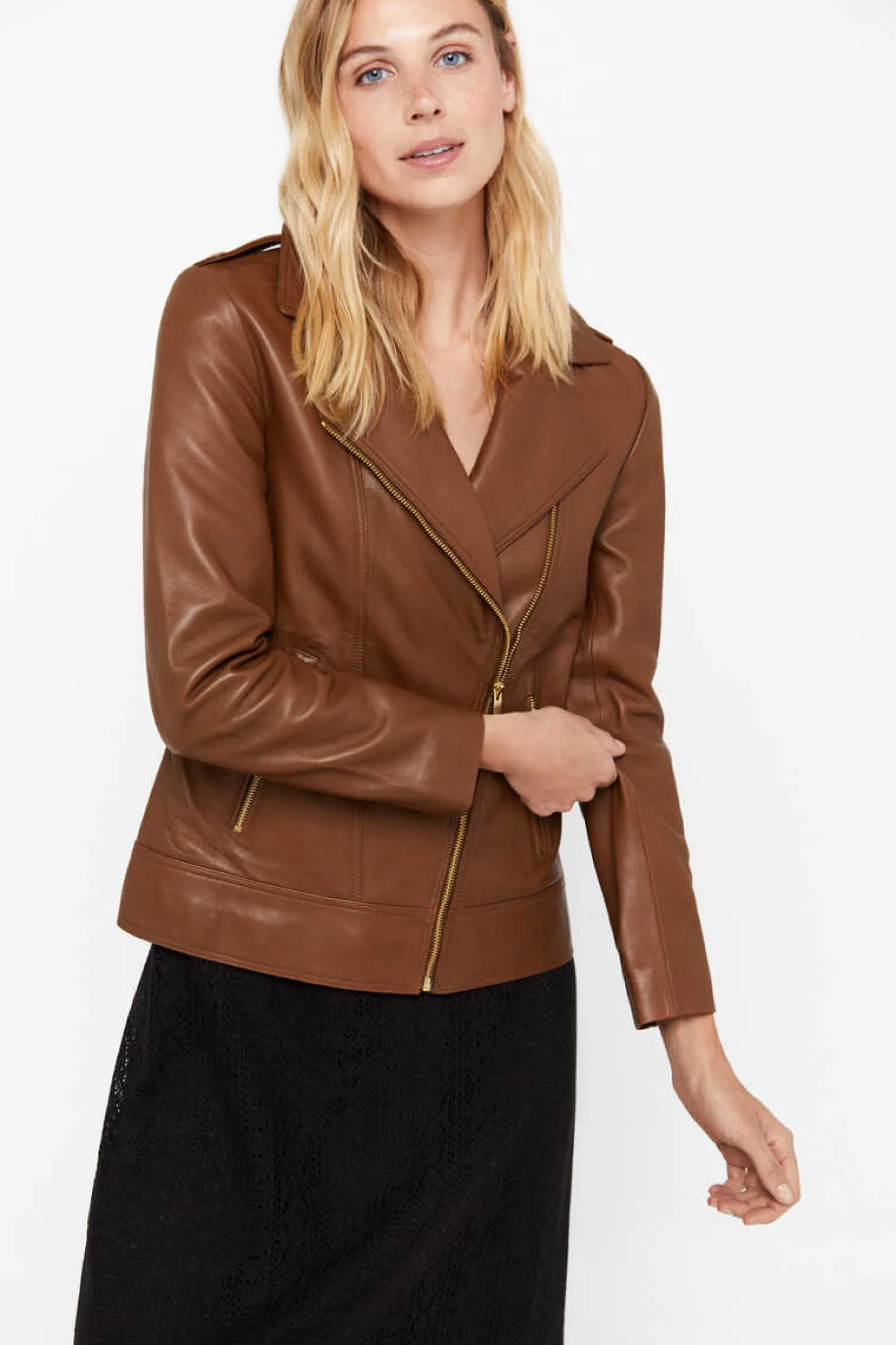 Cortefiel Blusoes E Casacos-Blusao Pele Biker