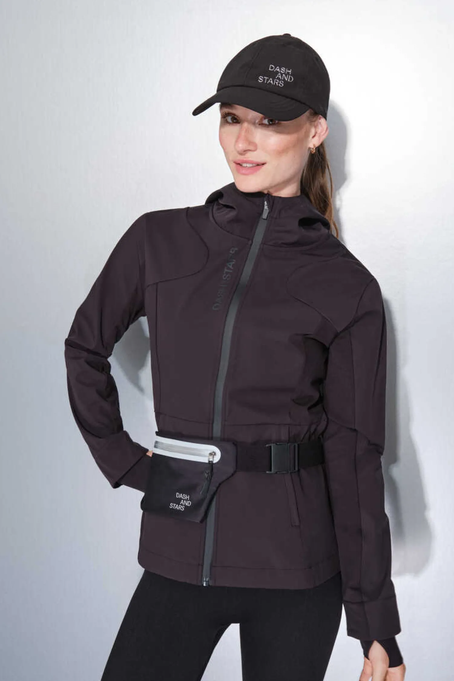 Dash and Stars Outdoor-Bolsa De Cintura Preta Extra Plana