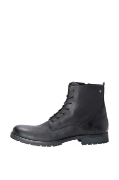 Jack & Jones Botas Motard De Pele De Vaca Preto New