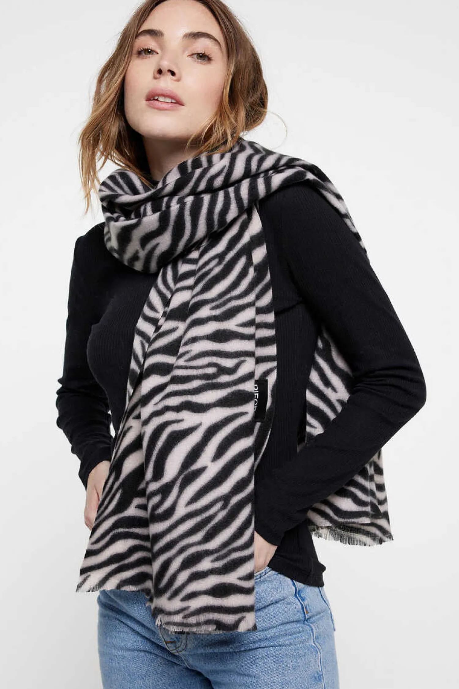 Pieces Cachecois-Cachecol Comprido Com Estampado Print