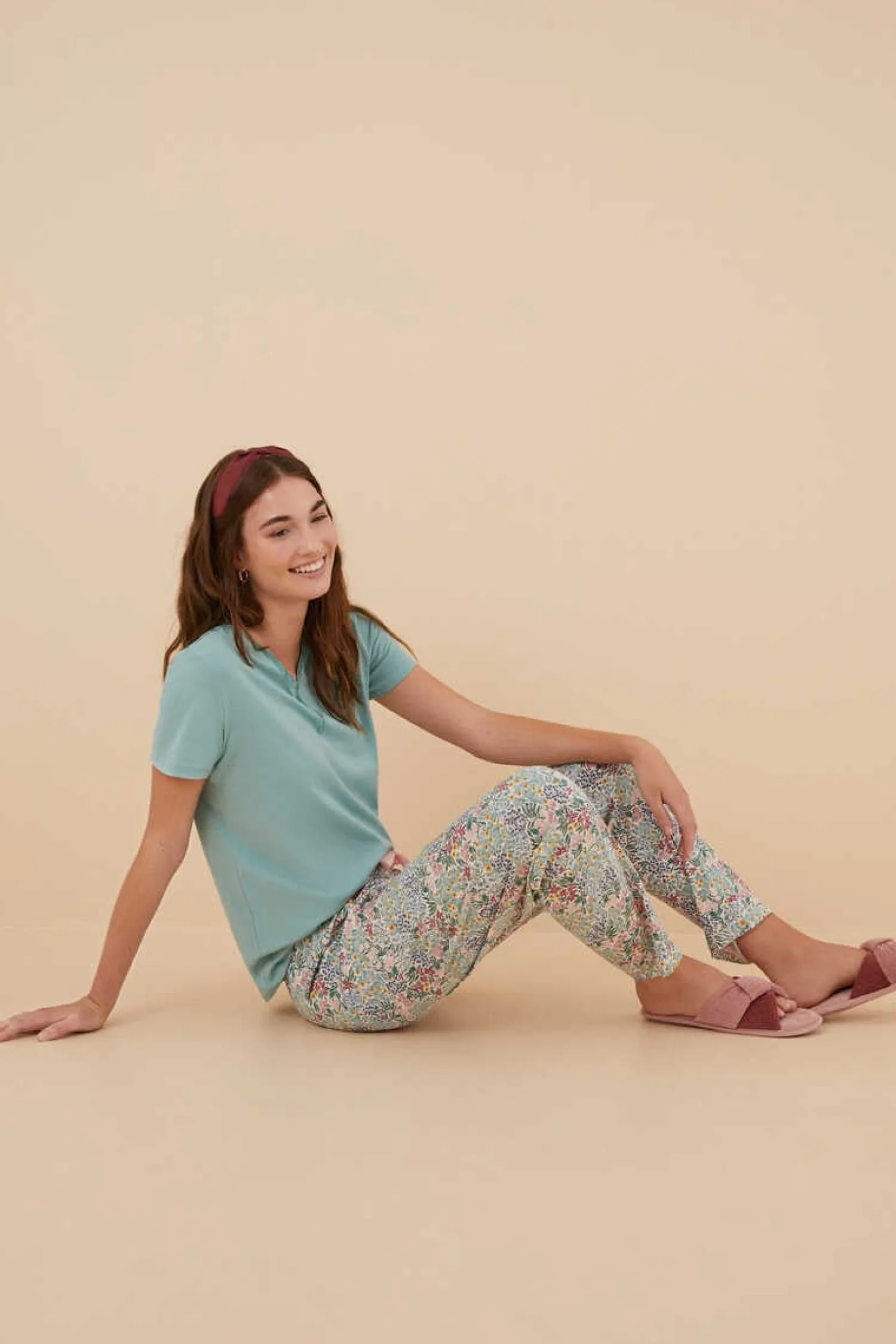 Women'secret Pijamas-Calcas 100% Algodao Com Estampado De Flores De Moniquilla