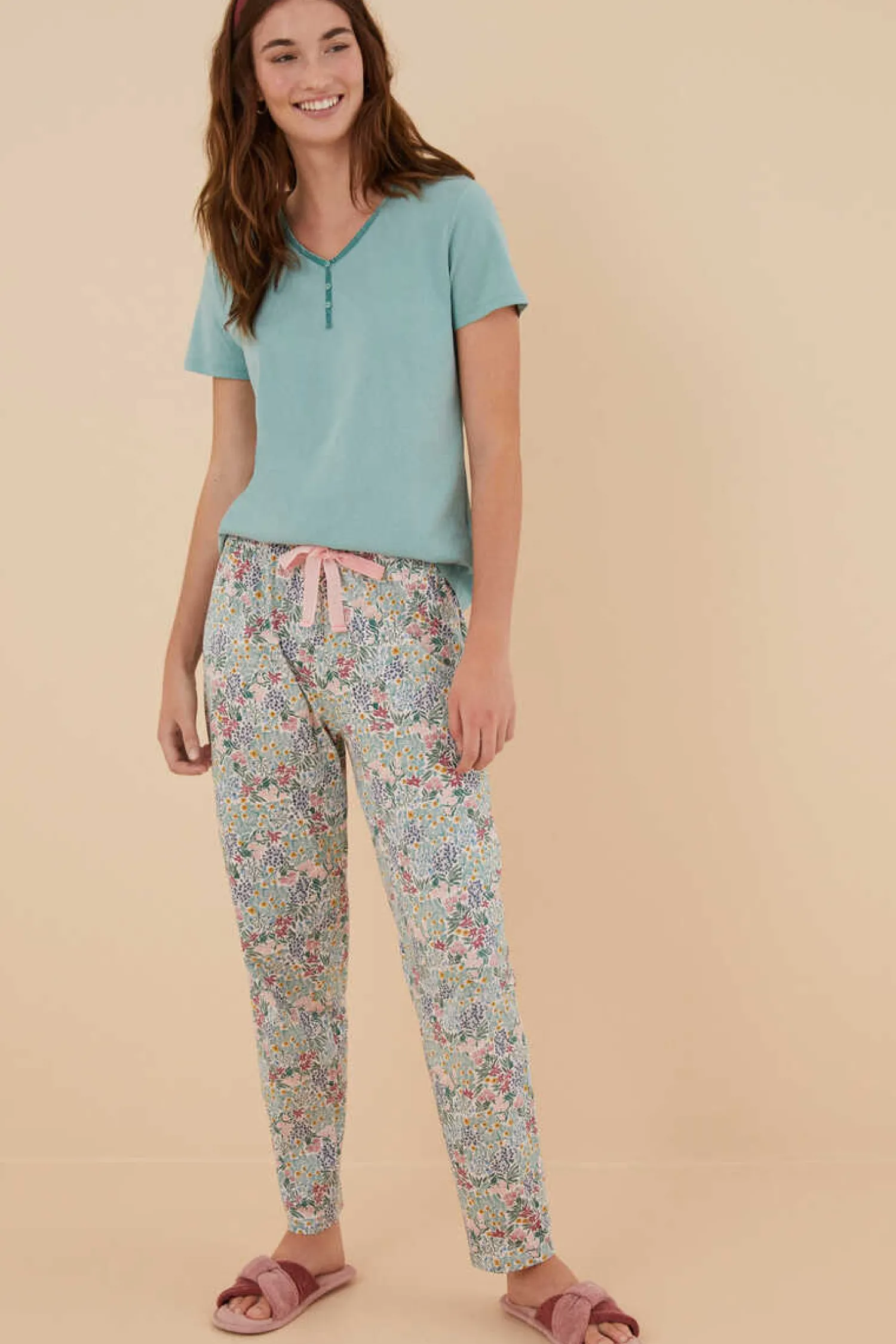Women'secret Pijamas-Calcas 100% Algodao Com Estampado De Flores De Moniquilla
