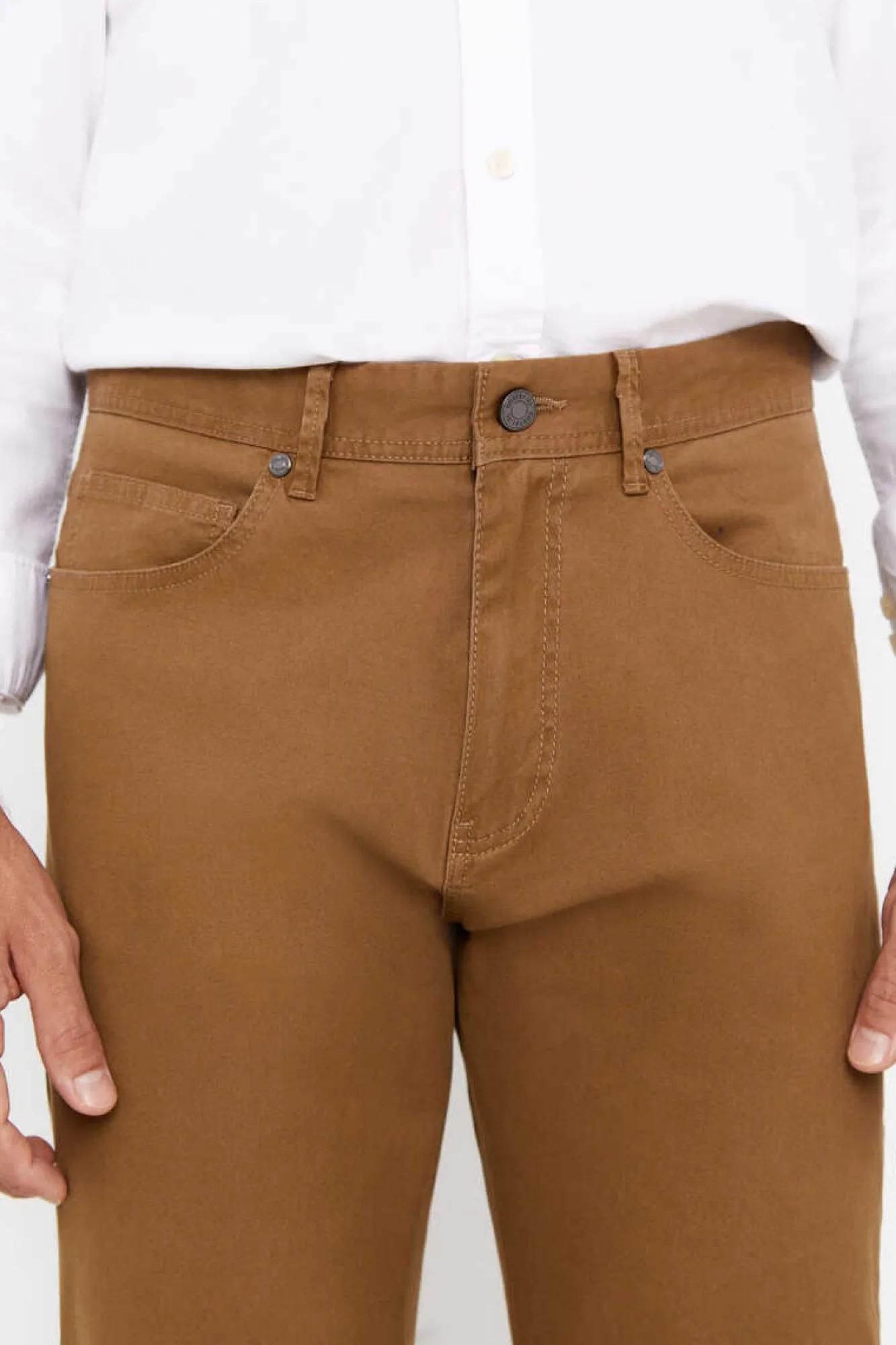 Cortefiel Calcas 5 Bolsos Corte Ajustado Castanho Hot