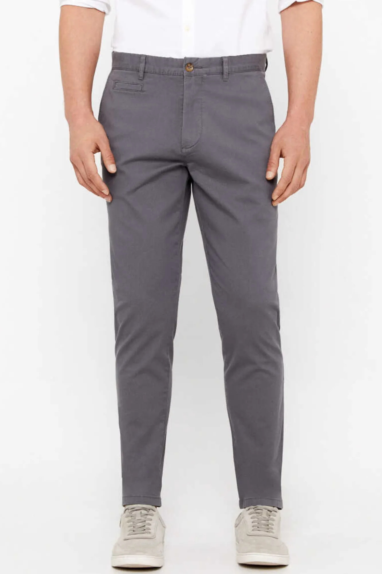 Cortefiel Calcas Chino Leves Corte Slim Cinzento New