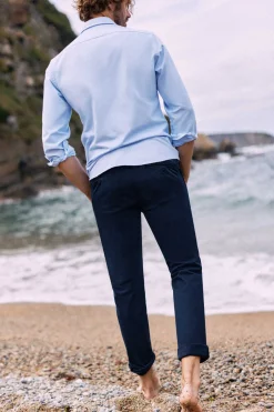 Ooto Calcas Chino Slim Cintura Elastica Azul