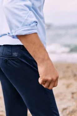 Ooto Calcas Chino Slim Cintura Elastica Azul