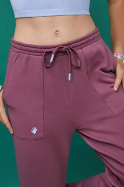 HI&BYE Calcas-Calcas Compridas Flare Felpa Bordeaux