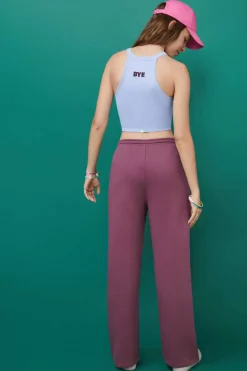 HI&BYE Calcas-Calcas Compridas Flare Felpa Bordeaux