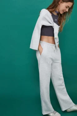 HI&BYE Calcas-Calcas Compridas Flare Felpa Cinzentas