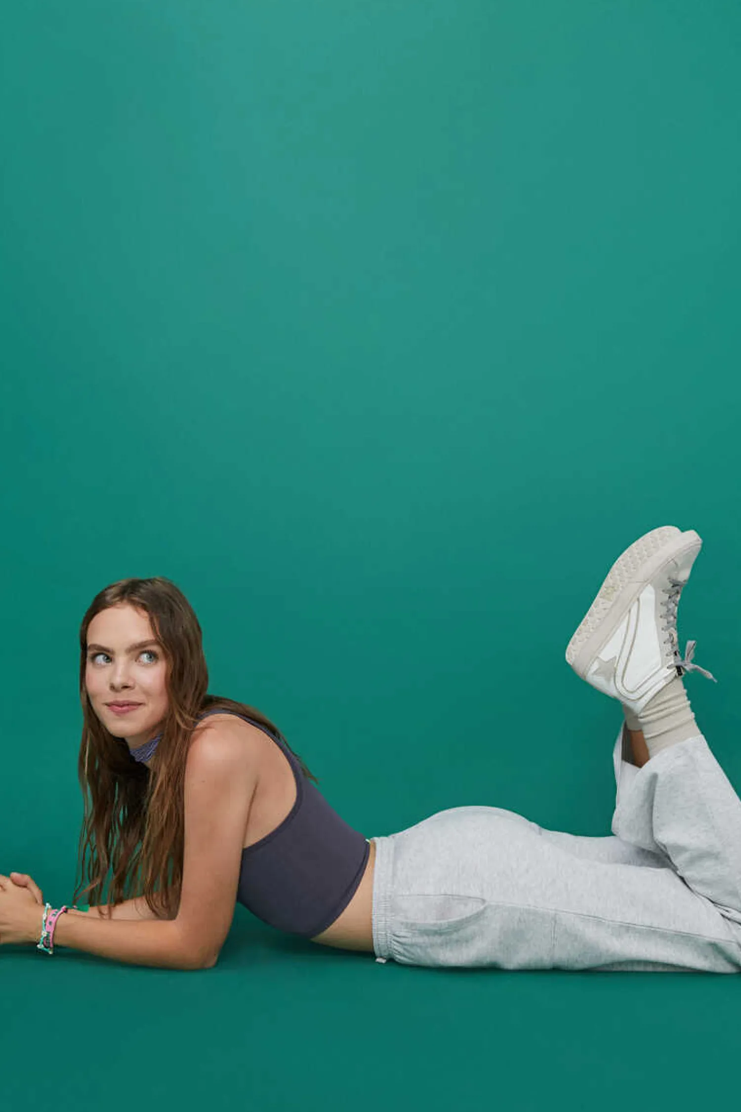 HI&BYE Calcas-Calcas Compridas Flare Felpa Cinzentas