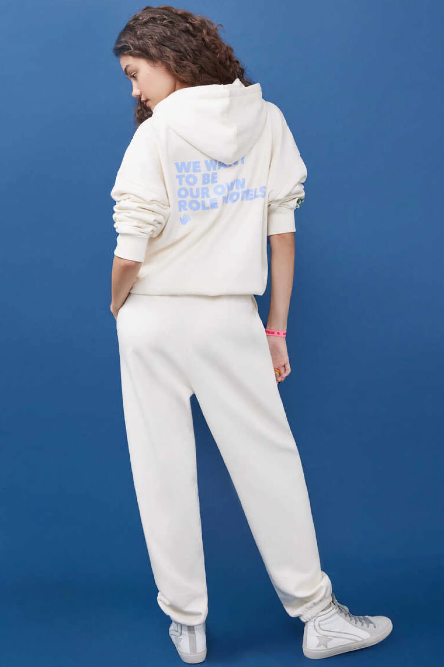 HI&BYE Calcas-Calcas Compridas Jogger Felpa Branca