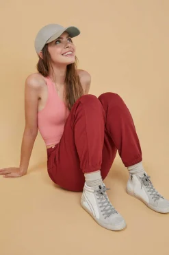 HI&BYE Calcas-Calcas Compridas Jogger Felpa Vermelha