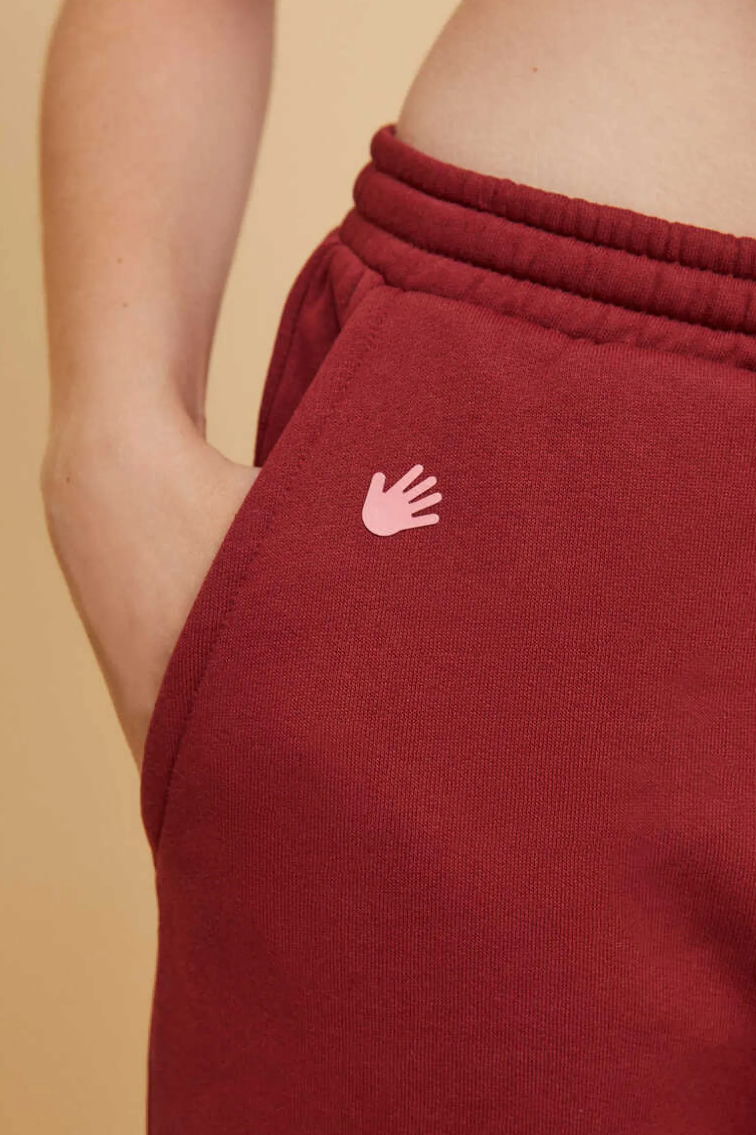 HI&BYE Calcas-Calcas Compridas Jogger Felpa Vermelha