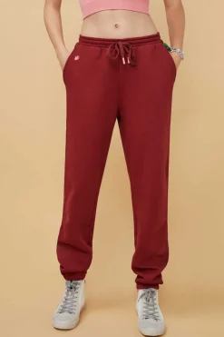 HI&BYE Calcas-Calcas Compridas Jogger Felpa Vermelha