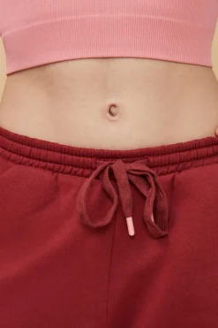 HI&BYE Calcas-Calcas Compridas Jogger Felpa Vermelha