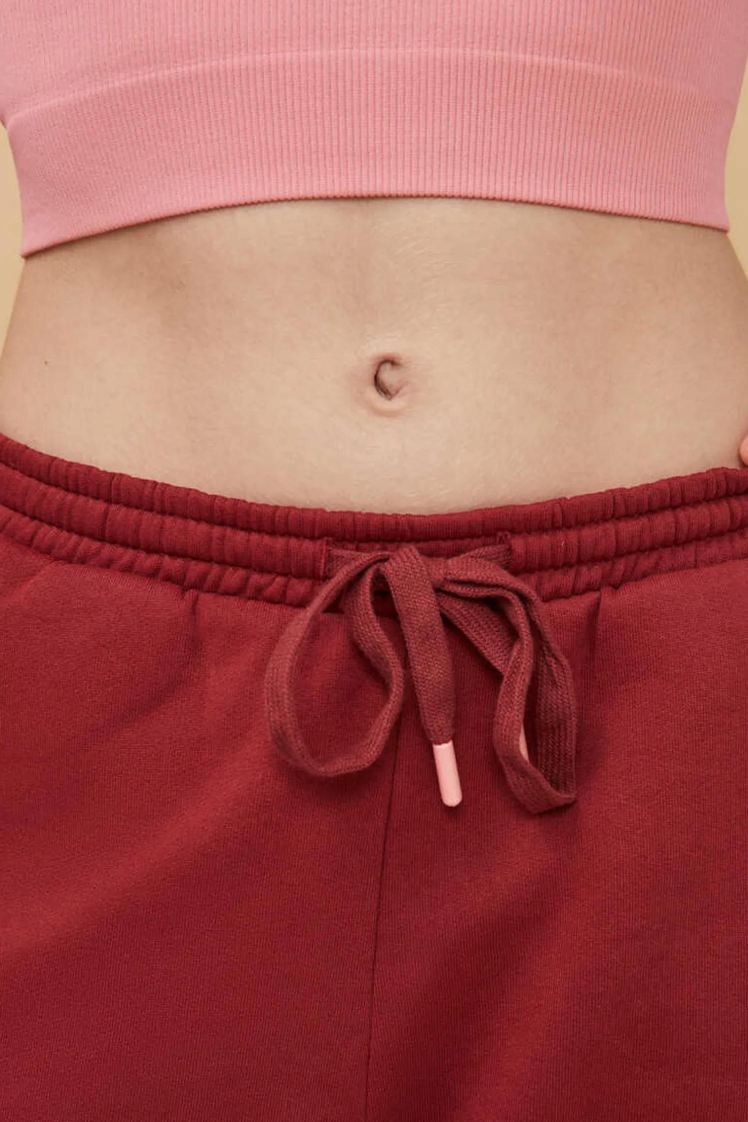 HI&BYE Calcas-Calcas Compridas Jogger Felpa Vermelha