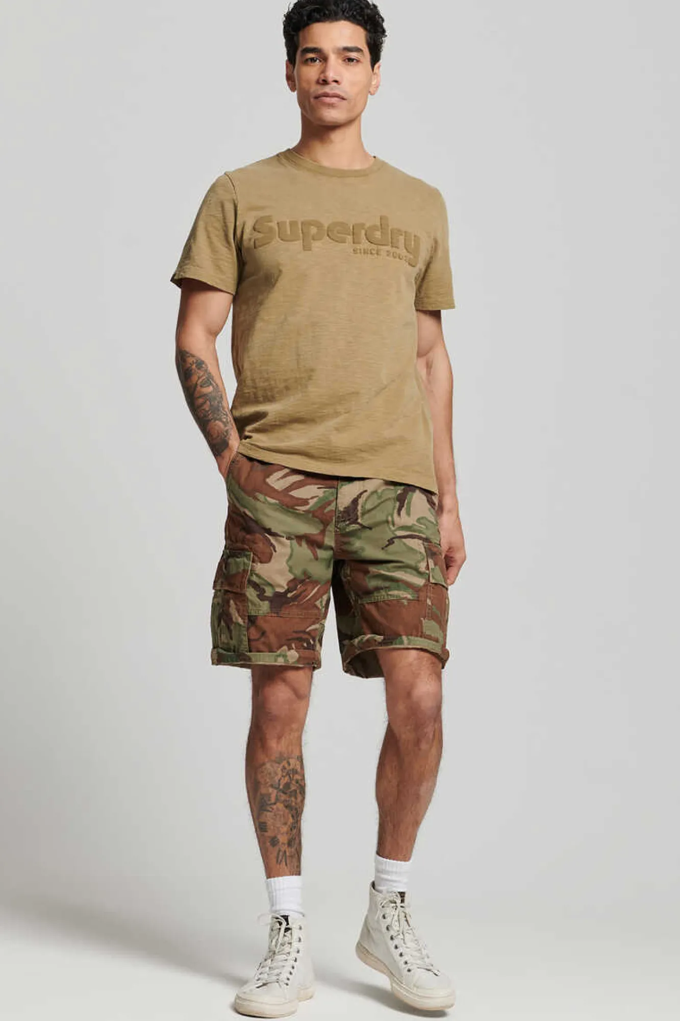 Superdry Calcas Curtas Cargo Heavy Verde Hot