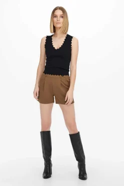 JDY Calcas-Calcas Curtas Com Elastico Na Cintura E Detalhe De Botoes