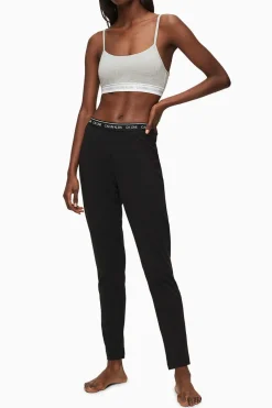 Calvin Klein Calcas De Algodao Com Cos Elastico Da Preto Clearance