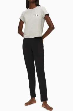 Calvin Klein Calcas De Algodao Com Cos Elastico Da Preto Clearance