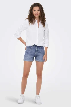 Only Jeans-Calcas De Ganga Curtas Cintura Alta