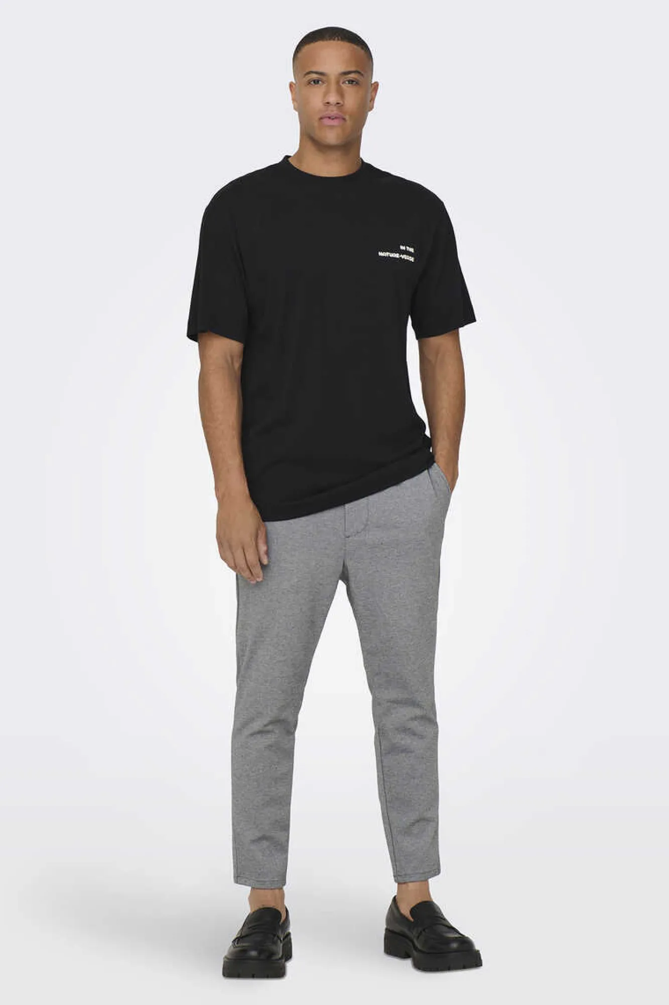 Only & Sons Calcas Fluidas Bainha Ajustada Cinza Hot