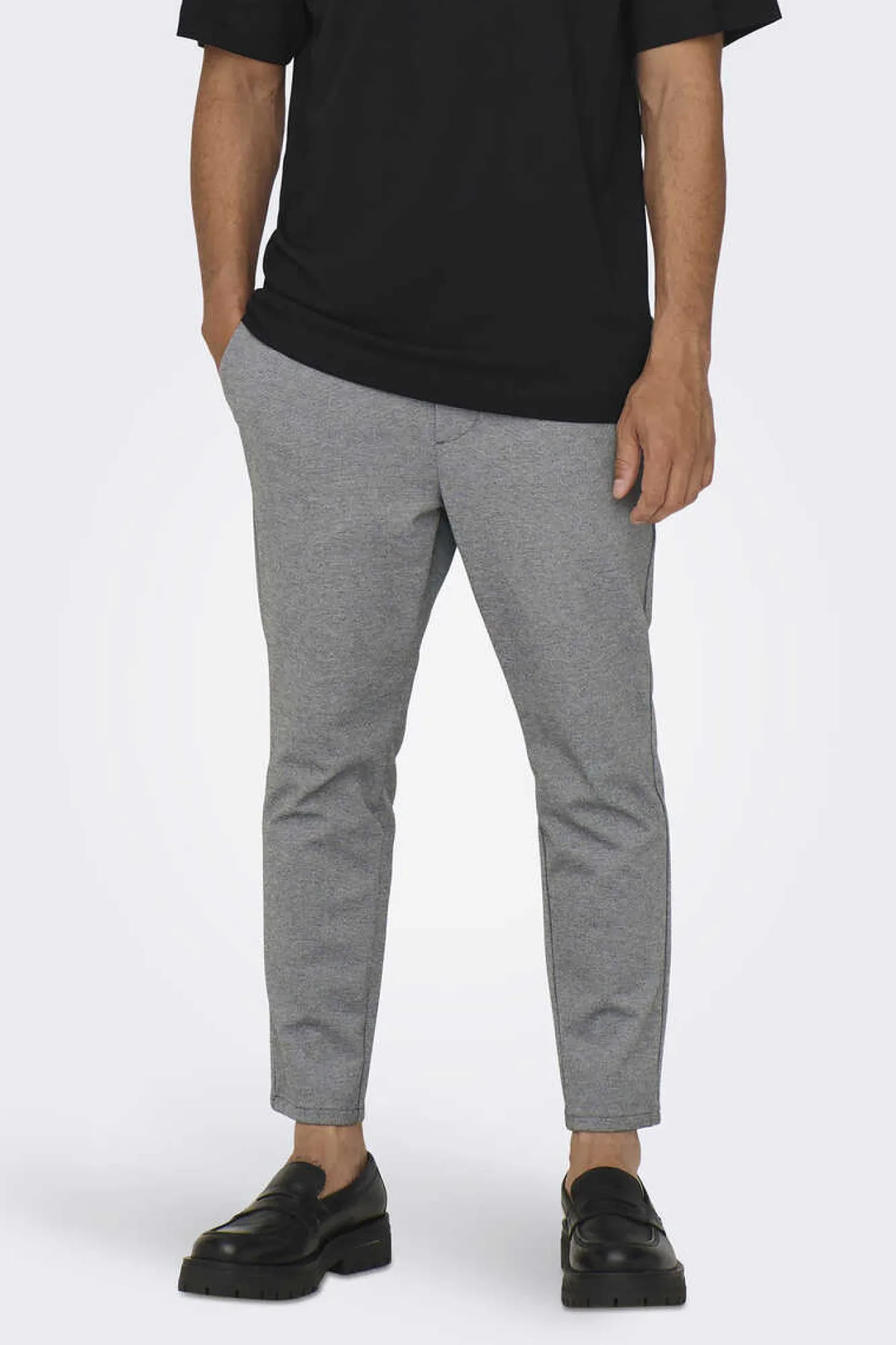 Only & Sons Calcas Fluidas Bainha Ajustada Cinza Hot