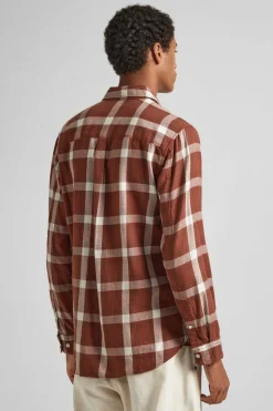Pepe Jeans Camisa Algodao Quadrados Castanho Discount
