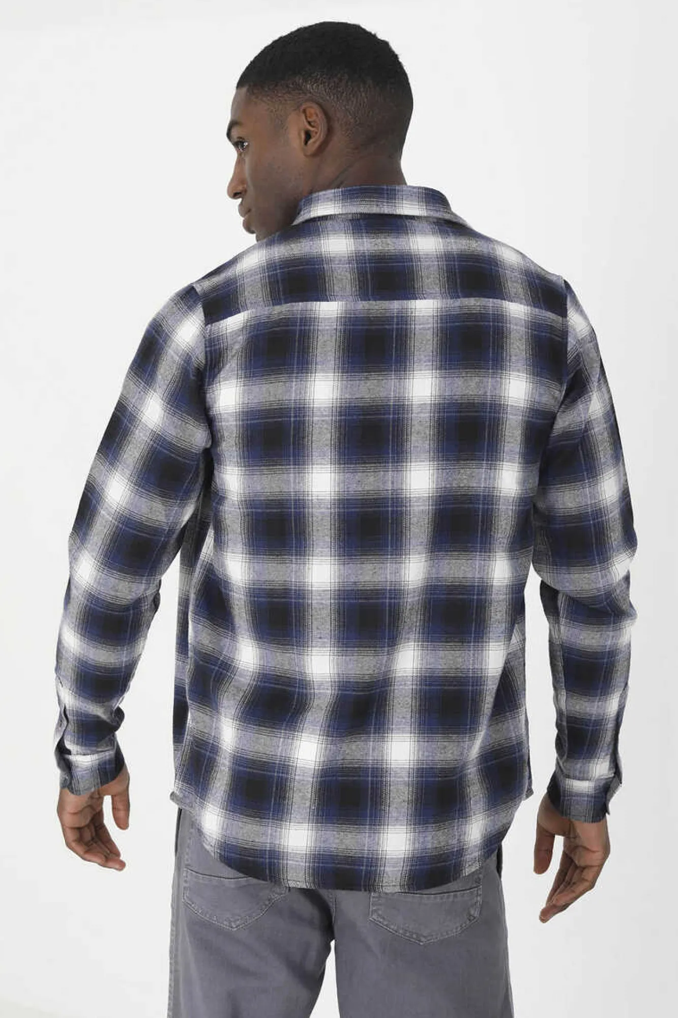 Brave Soul Camisa Aos Quadrados Com Bolso Marinho Mistura Hot