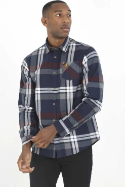 Brave Soul Camisa Aos Quadrados Com Bordado Marinho New