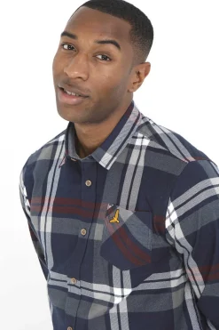 Brave Soul Camisa Aos Quadrados Com Bordado Marinho New