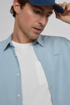 Pepe Jeans Camisa De Algodao Unicolor Slim Fit. Azul Best