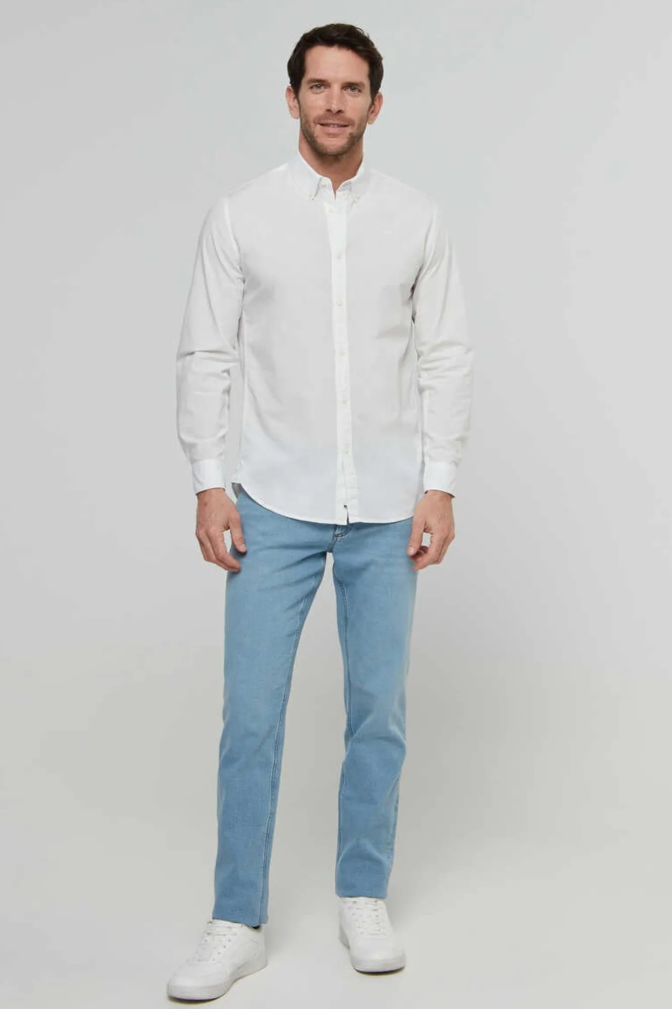 Pepe Jeans Camisa De Algodao Unicolor Slim Fit. Branco Outlet