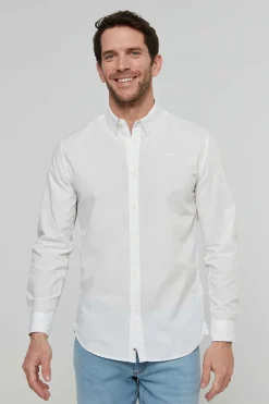 Pepe Jeans Camisa De Algodao Unicolor Slim Fit. Branco Outlet