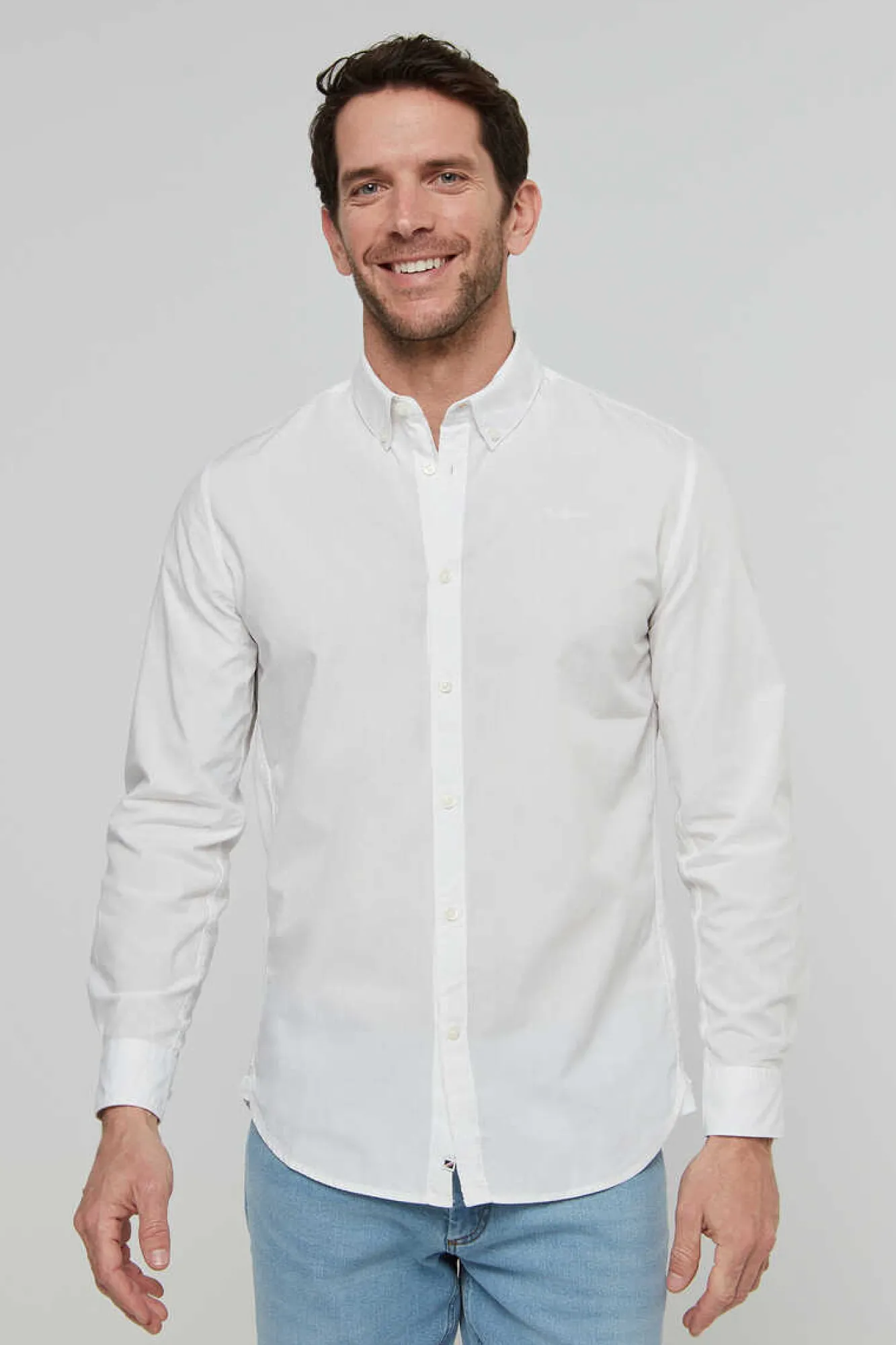 Pepe Jeans Camisa De Algodao Unicolor Slim Fit. Branco Outlet