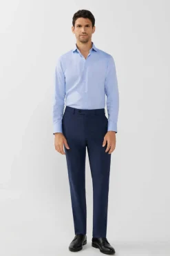 Cortefiel Camisa De Fato Lisa Facil De Engomar Azul Outlet