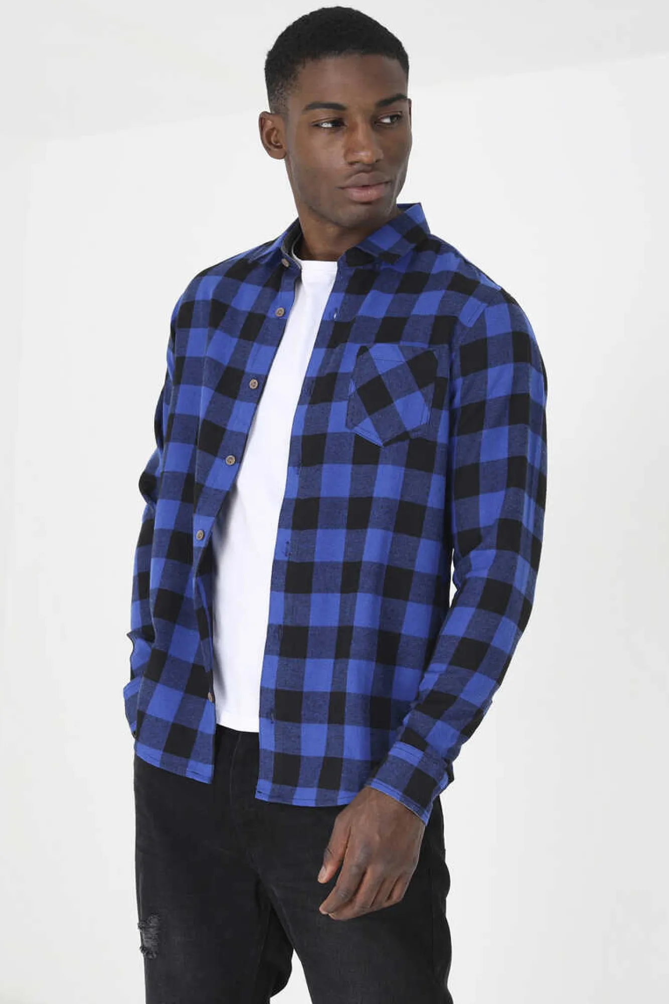 Brave Soul Camisa De Flanela Aos Quadrados Marinho Clearance