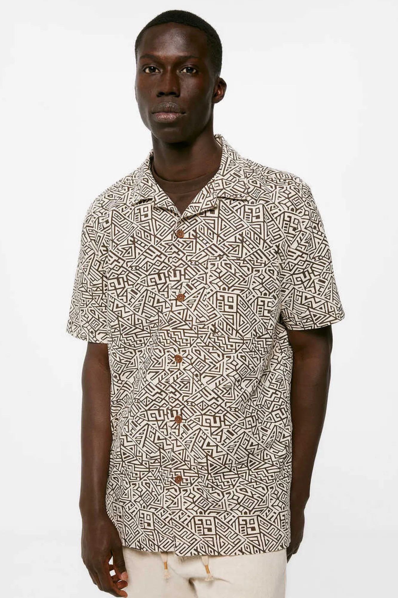 Springfield Camisa De Linho Estampada Castanho Sale