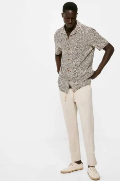 Springfield Camisa De Linho Estampada Castanho Sale