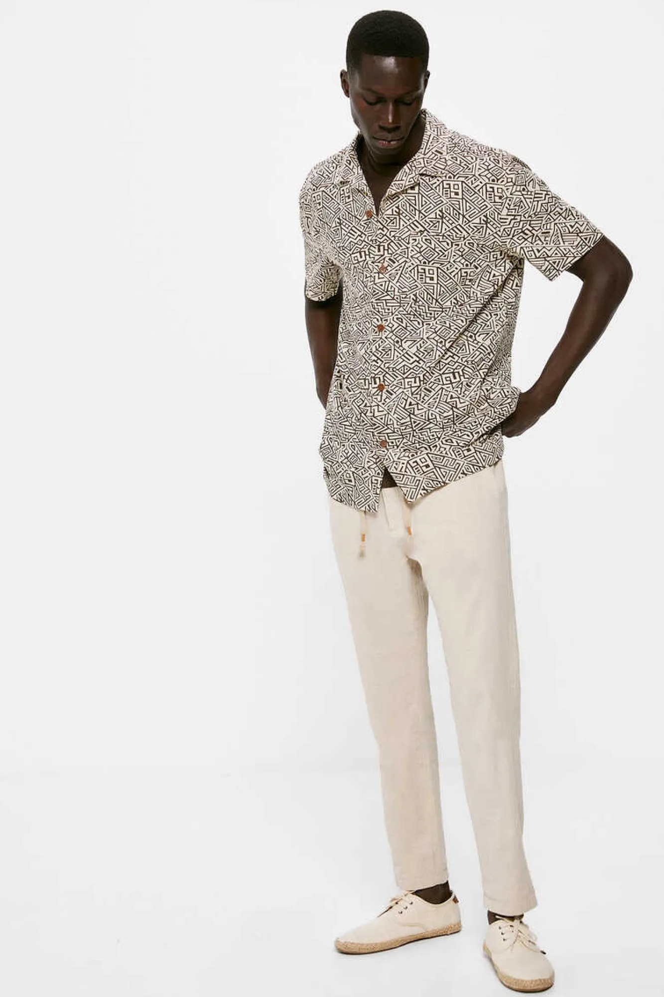 Springfield Camisa De Linho Estampada Castanho Sale