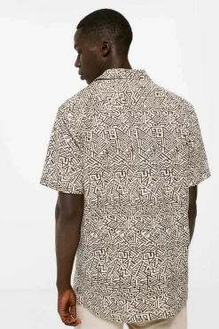 Springfield Camisa De Linho Estampada Castanho Sale