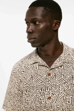 Springfield Camisa De Linho Estampada Castanho Sale