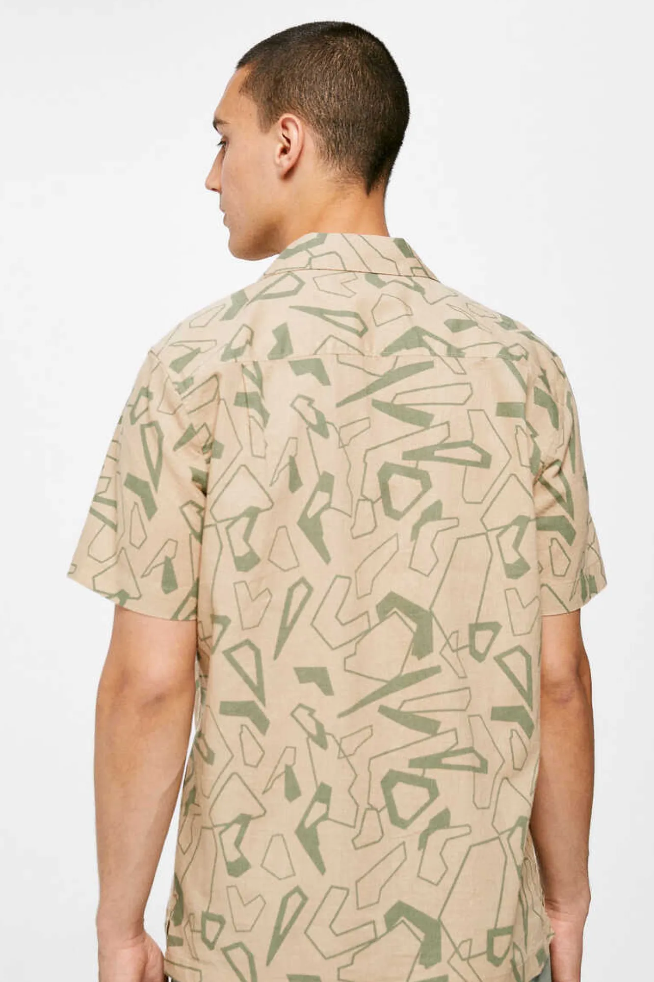 Springfield Camisa De Linho Estampada Camel Clearance